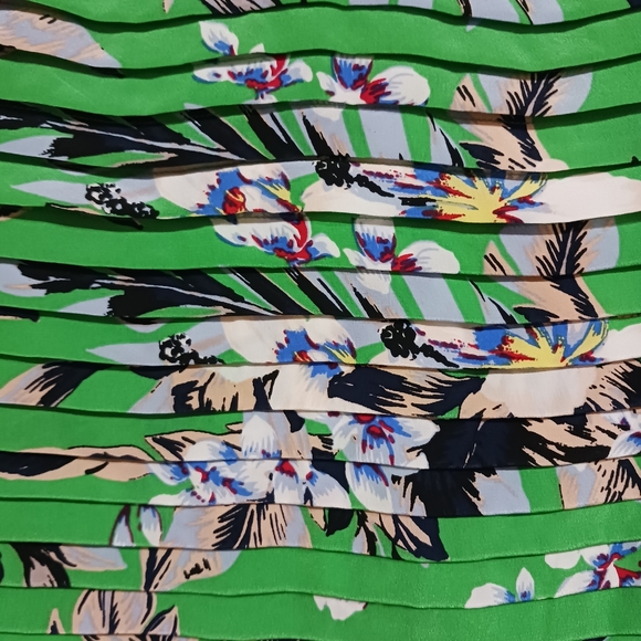 Diane Von Furstenberg Cinched Waist Bolan Palm Print Silk Dress - Picture 4 of 10